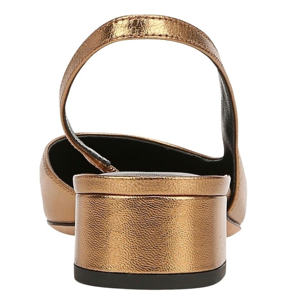 NIB Veronica Beard Cecile Half d'Orsay Slingback Pump 8.5‎ Gold Black Leather - Picture 8 of 12
